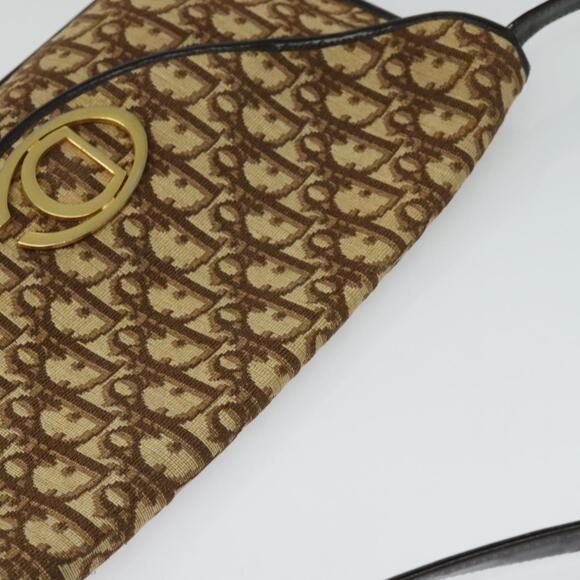 DIOR Trotter Canvas Shoulder Bag Brown Gold - Picture 6 of 12